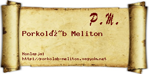 Porkoláb Meliton névjegykártya